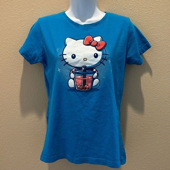 Boba Hello Kitty Official Sanrio blue Tee USA Shirt women's size medium - Picture 2 of 9
